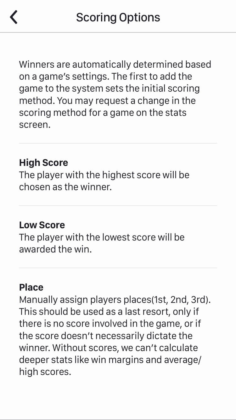 Scoring options